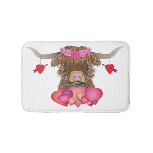 Happy Valentines Day Cow Badematte