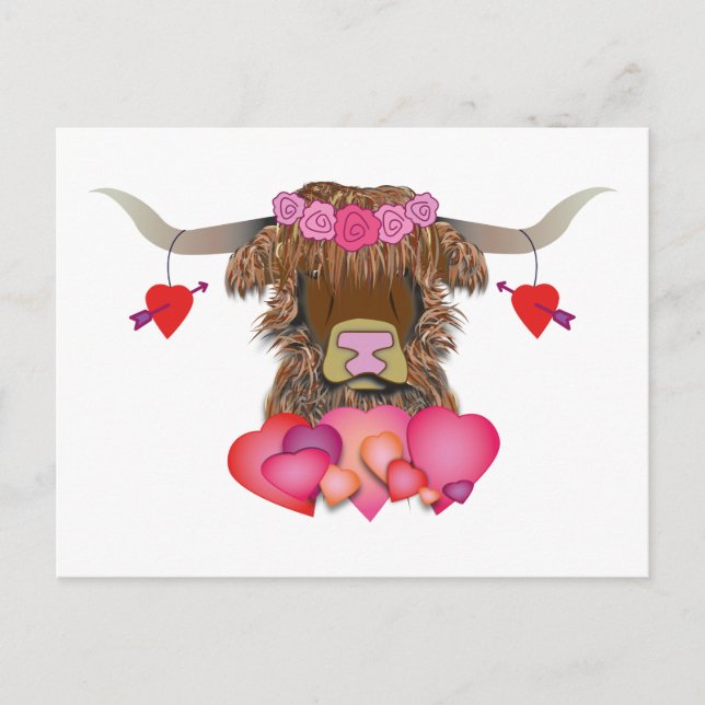 Happy Valentines Day Cow Postkarte (Vorderseite)