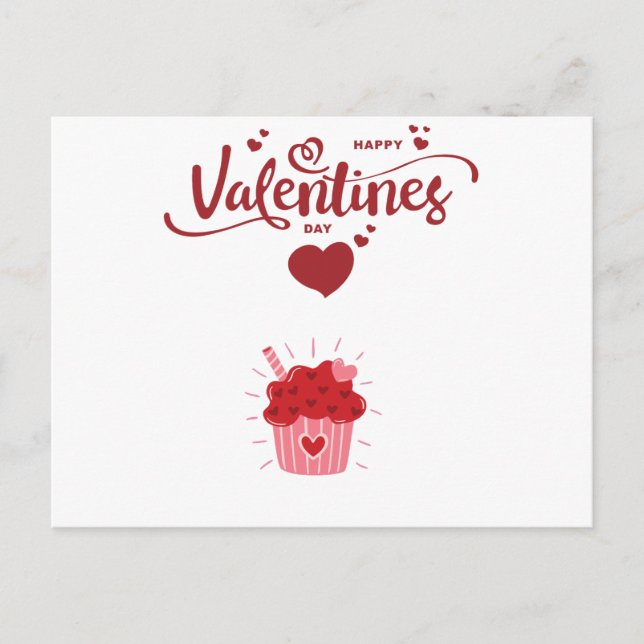 Happy Valentine's Day Cupcake Tasse Postkarte (Vorderseite)