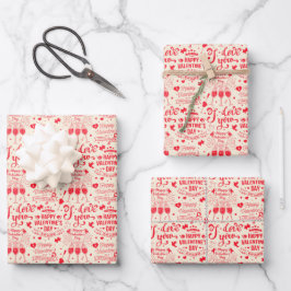 Happy Valentines Day Cupid Heart Arrows Liebe Gesc Geschenkpapier Set