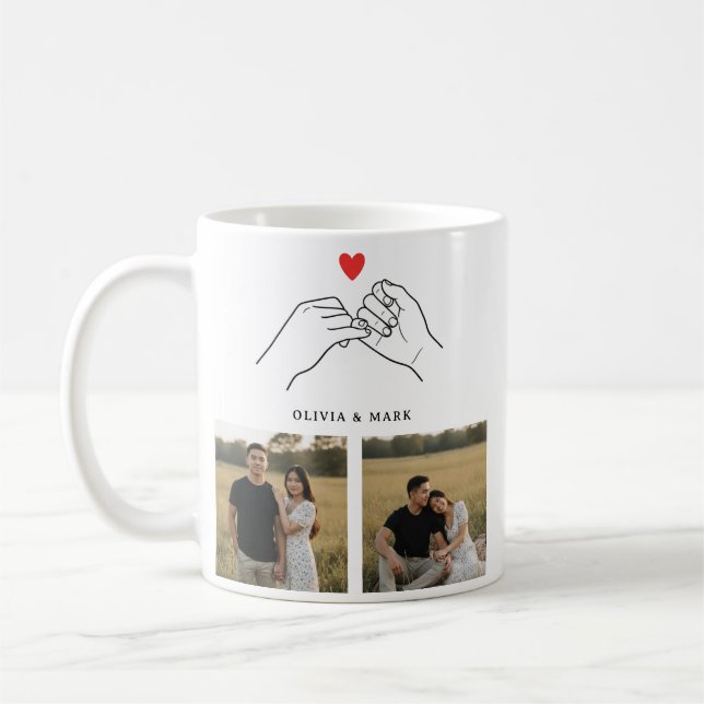 Happy Valentines Day Custom Photo Collage Romantic Kaffeetasse (Links)