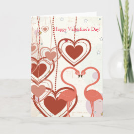 Happy Valentine's Day Cute Flamingo Heart Streamer Feiertagskarte