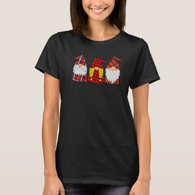Happy Valentine's Day Cute Gnome Heart Plaid T-Shirt (Vorderseite)
