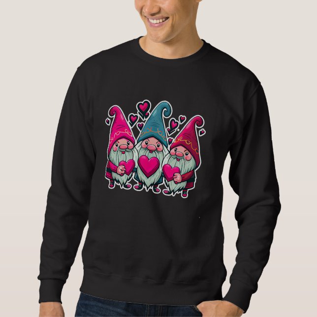 Happy Valentine's Day Cute Gnomes Graphic Romantic Sweatshirt (Vorderseite)