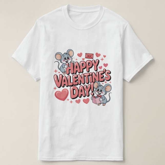 happy-valentines-day-cute-mice-hearts-typography-t T-Shirt (Design vorne)
