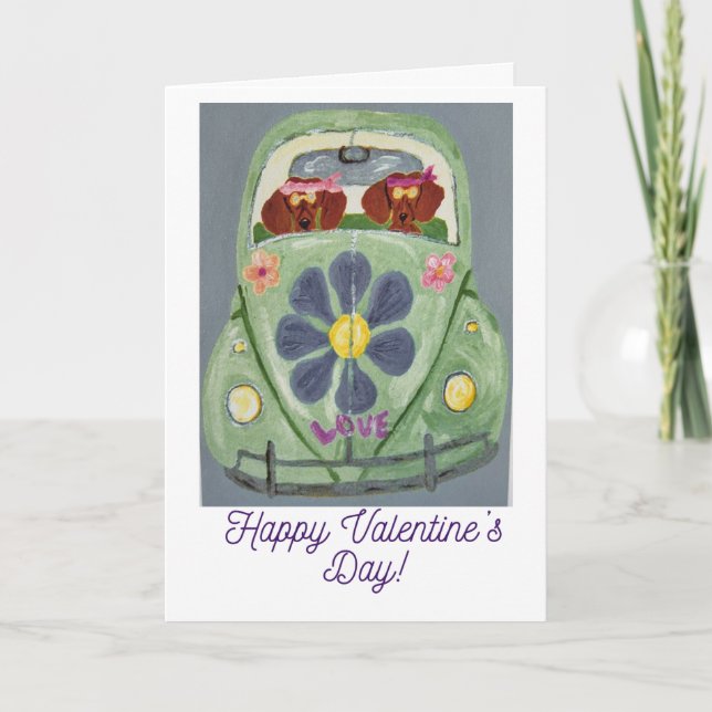 Happy Valentine's Day Dachshund Doggie Card Karte (Vorderseite)