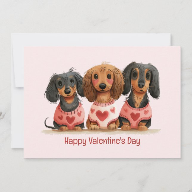 Happy Valentines Day Dackel Hunde Feiertagskarte (Vorderseite)
