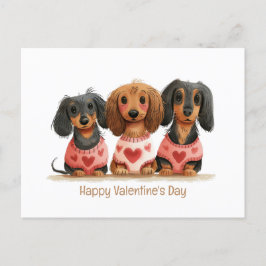 Happy Valentines Day Dackel Hunde Postkarte