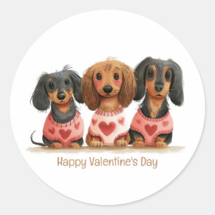 Happy Valentines Day Dackel Hunde Runder Aufkleber