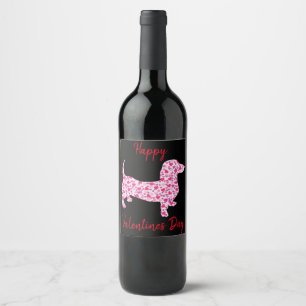 Happy Valentines Day Dackel Weinetikett