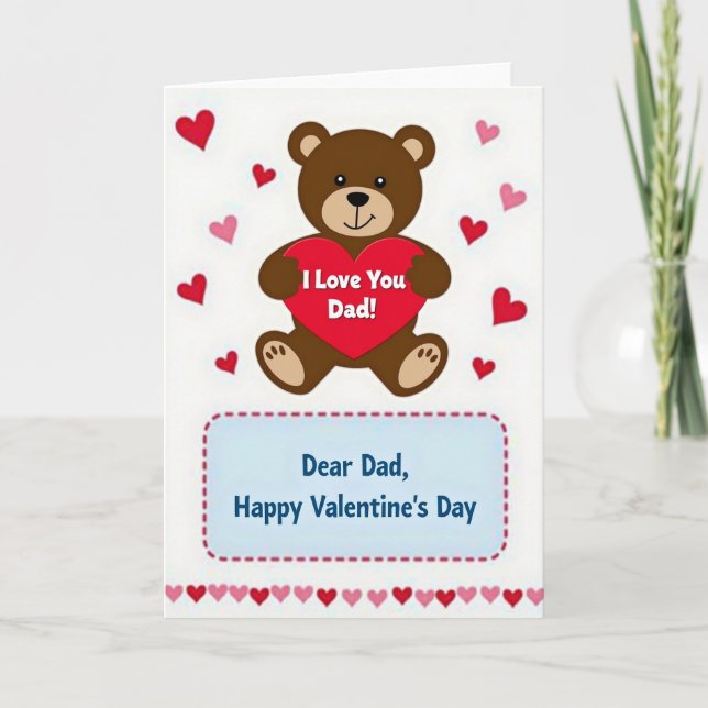 Happy Valentines Day Dad Bear Card Karte (Vorderseite)