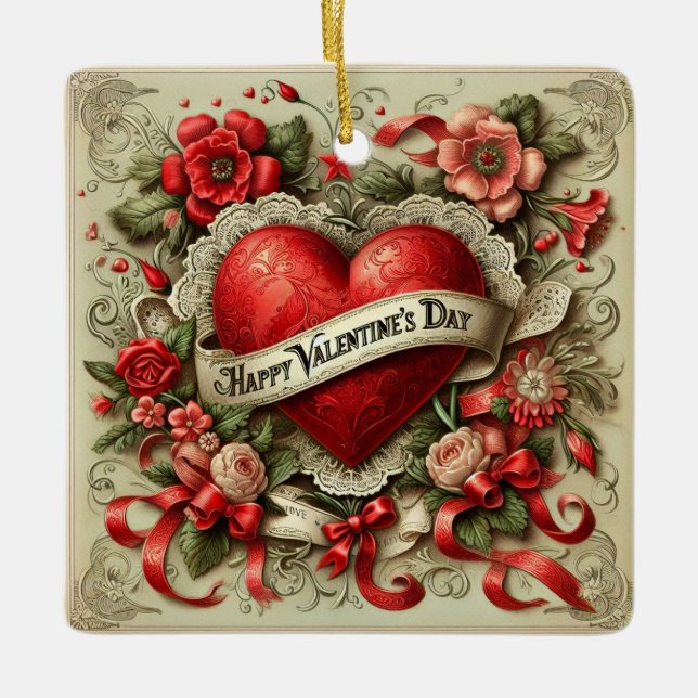 Happy Valentine's Day dekorative Abbildung Keramikornament (Vorderseite)