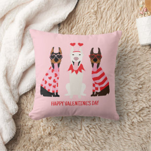 Happy Valentines Day Dobermann Hunde Kissen