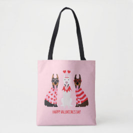 Happy Valentines Day Dobermann Hunde Tasche