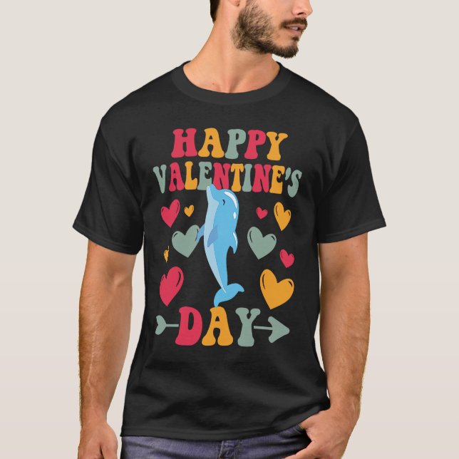 Happy Valentines Day Dolphin Liebe T-Shirt (Vorderseite)