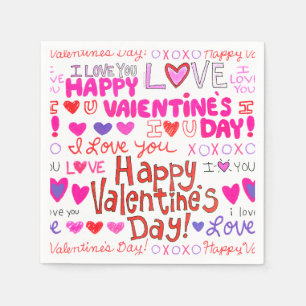 Happy Valentine's Day Doodles Muster Serviette