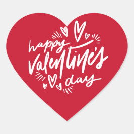 Happy Valentine's Day Drehbuch Rot und Weiß Herz-Aufkleber