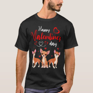 Happy Valentine's Day Drei Niedliche Chihuahua Hun T-Shirt