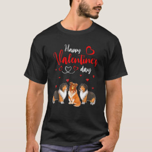 Happy Valentine's Day Drei Niedliche Sheltie Hunde T-Shirt