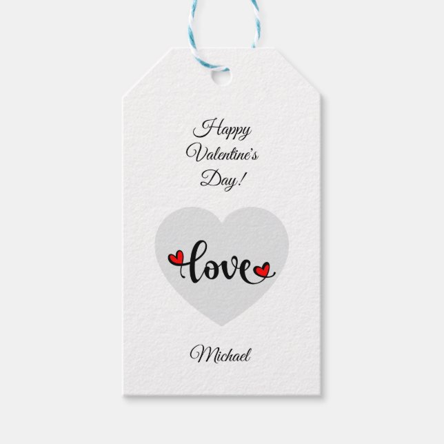 Happy Valentine's Day einfache Geschenkmarke Geschenkanhänger (Vorderseite)