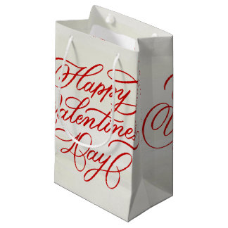 Happy Valentines Day Elegant Red Calligraphy Kleine Geschenktüte