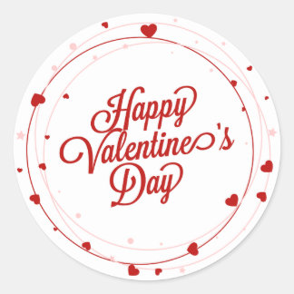 Happy Valentine's Day Elegant Script Pink Hearts  Runder Aufkleber