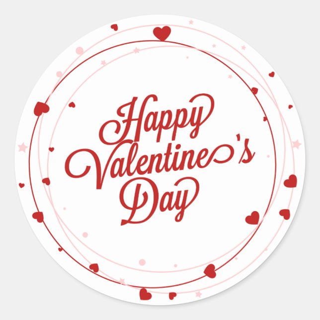 Happy Valentine's Day Elegant Script Pink Hearts  Runder Aufkleber (Vorderseite)