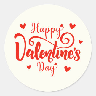 Happy Valentine's Day Elegant Script Pink Hearts  Runder Aufkleber