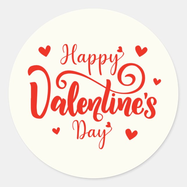 Happy Valentine's Day Elegant Script Pink Hearts  Runder Aufkleber (Vorderseite)