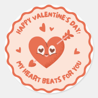 Happy Valentine's Day Elegant Script Pink Hearts  Runder Aufkleber