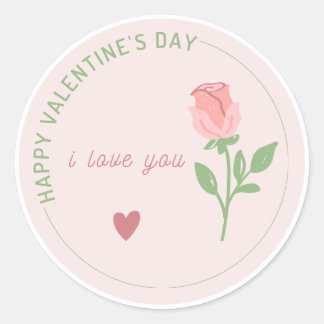 Happy Valentine's Day Elegant Script Pink Hearts  Runder Aufkleber