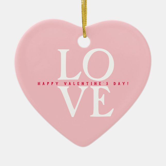 Happy Valentine's Day Elegante Liebe Romantisches  Keramik Ornament (Vorne)