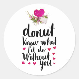 Happy Valentine's Day Elegante Skript Herz Text Runder Aufkleber