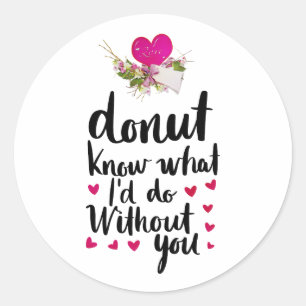 Happy Valentine's Day Elegante Skript Herz Text Runder Aufkleber