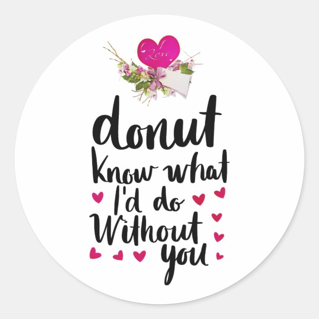 Happy Valentine's Day Elegante Skript Herz Text Runder Aufkleber (Vorderseite)