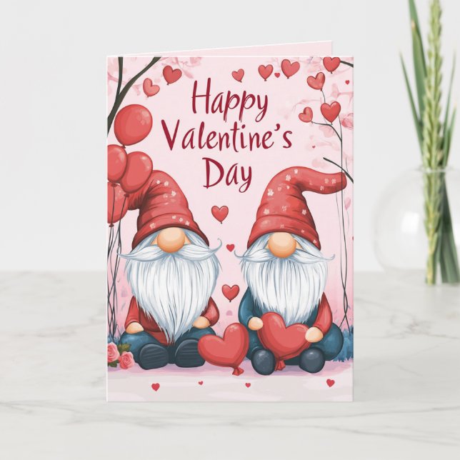 Happy Valentines Day Elf mit Herz Karte (Vorderseite)