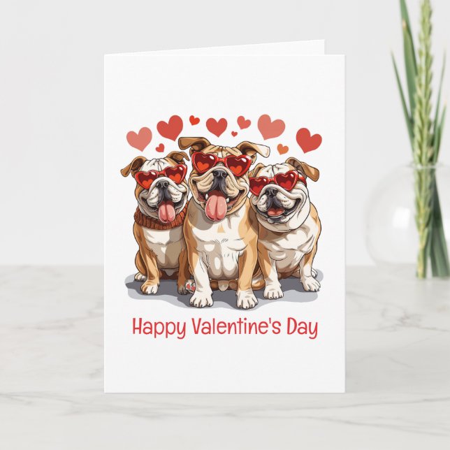 Happy Valentines Day English Bulldog Feiertagskarte (Vorderseite)