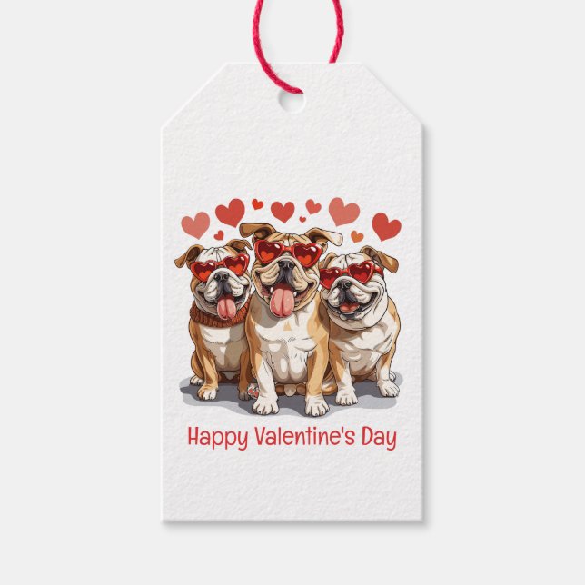 Happy Valentines Day English Bulldog Geschenkanhänger (Vorderseite)