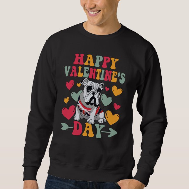 Happy Valentines Day English Bulldog Heart Love Gr Sweatshirt (Vorderseite)