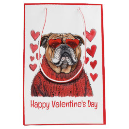 Happy Valentines Day English Bulldog Mittlere Geschenktüte
