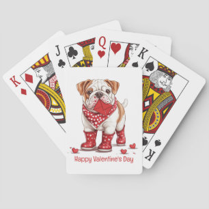 Happy Valentines Day English Bulldog Spielkarten