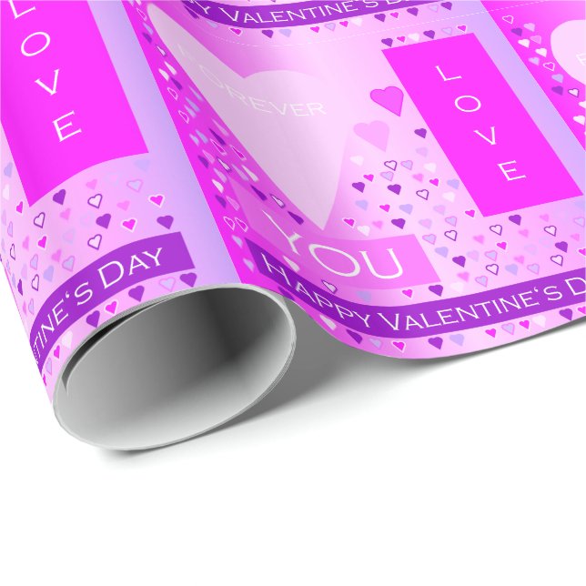 Happy Valentine's Day Forever Love Hört rosa Geschenkpapier (Rolleneckpunkt)