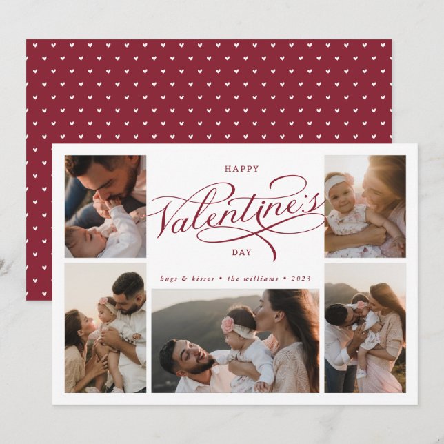 Happy Valentine's Day Foto Collage Feiertagskarte (Vorne/Hinten)