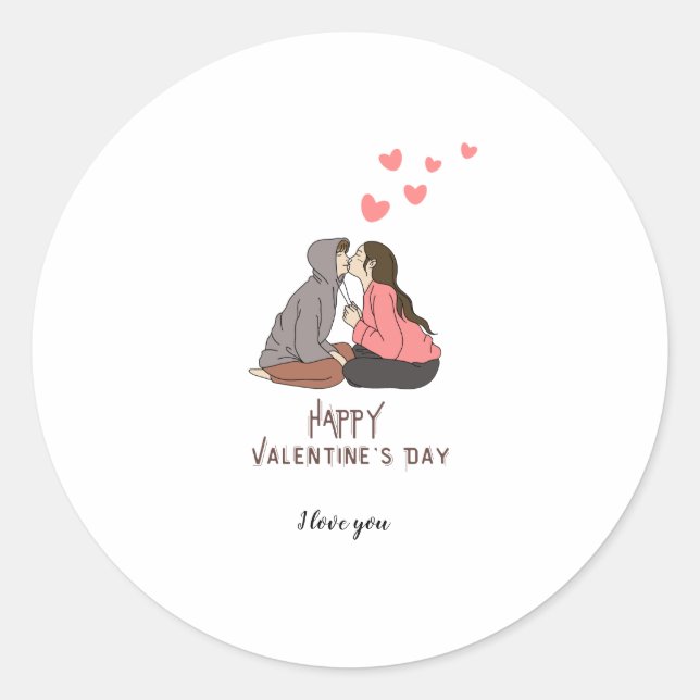 Happy Valentine's Day Foto Runder Aufkleber (Vorderseite)