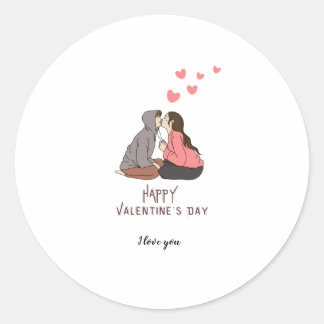 Happy Valentine's Day Foto Runder Aufkleber