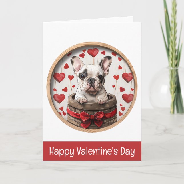 Happy Valentines Day French Bulldog Feiertagskarte (Vorderseite)