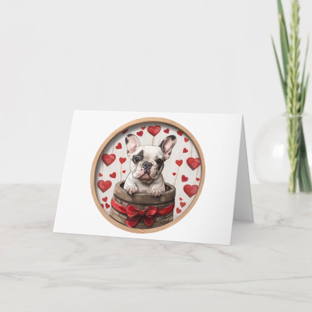 Happy Valentines Day French Bulldog Feiertagskarte (Vorderseite)