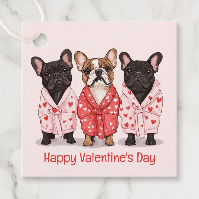 Happy Valentines Day French Bulldog Geschenkanhänger (Vorderseite)