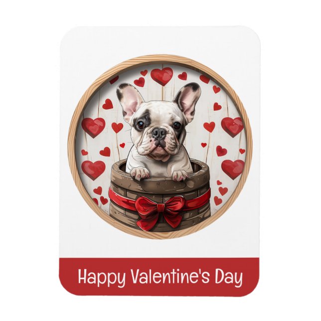 Happy Valentines Day French Bulldog Magnet (Vertikal)