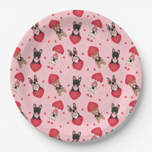 Happy Valentines Day French Bulldogs Pappteller